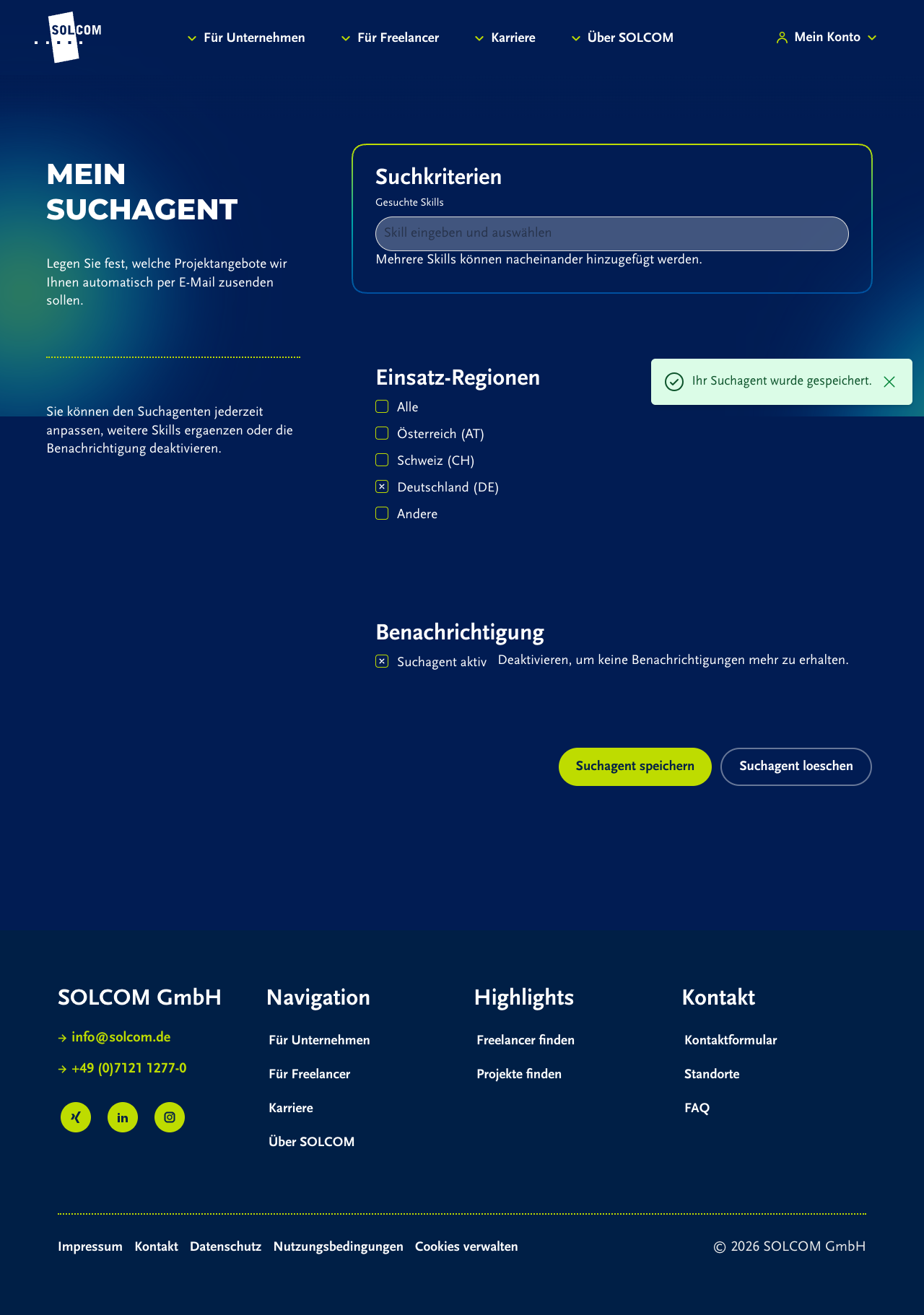 Suchagent gespeichert
