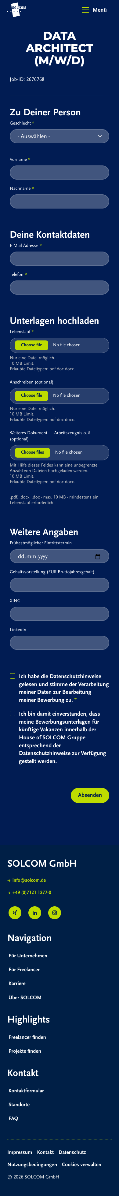 Vacancy Bewerbung Mobile