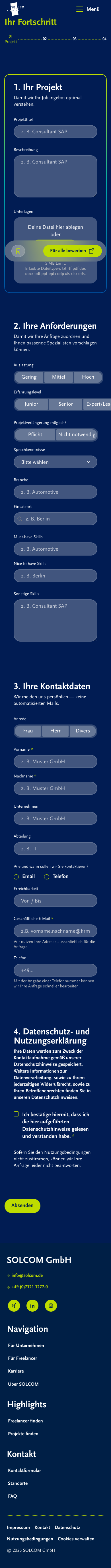 Webform Beispiel Mobile