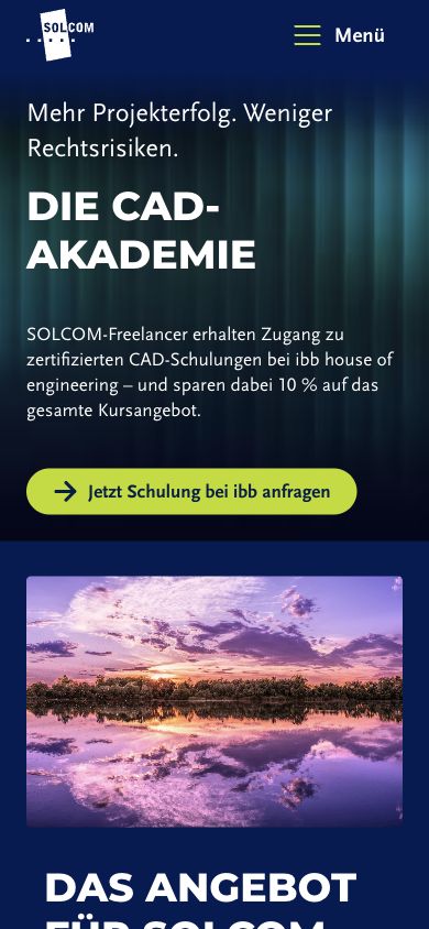 Mobile Fortbildungen mit der IBB Seite mit Menü und CTA