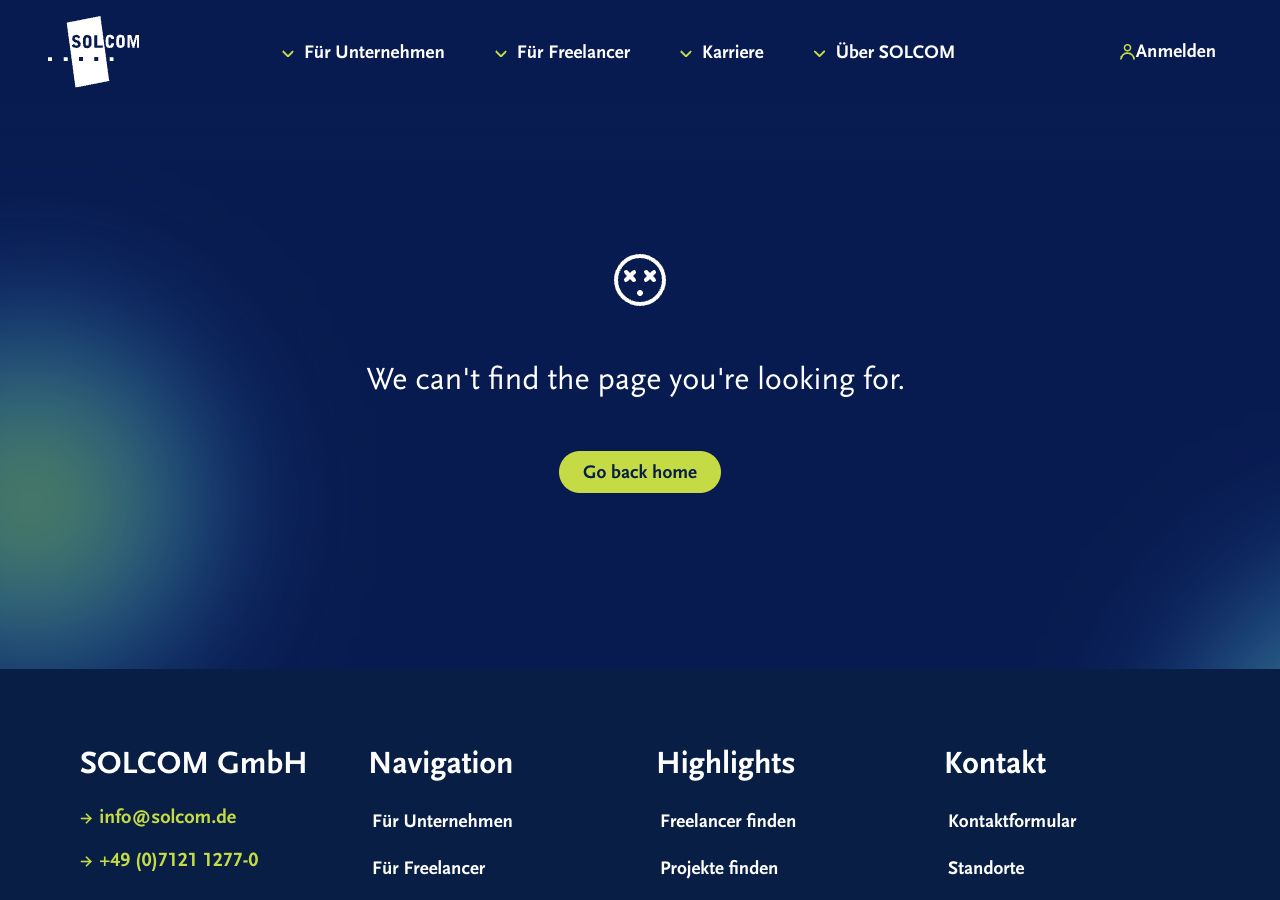 Desktop Route /fuer-freiberufler zeigt Page not found