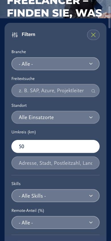 Mobile Filterdrawer mit gestapelten Feldern ohne horizontalen Overflow