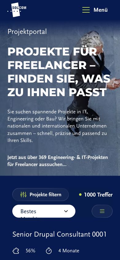Mobile Projektliste mit geclipptem Sortierlabel Bestes Matching