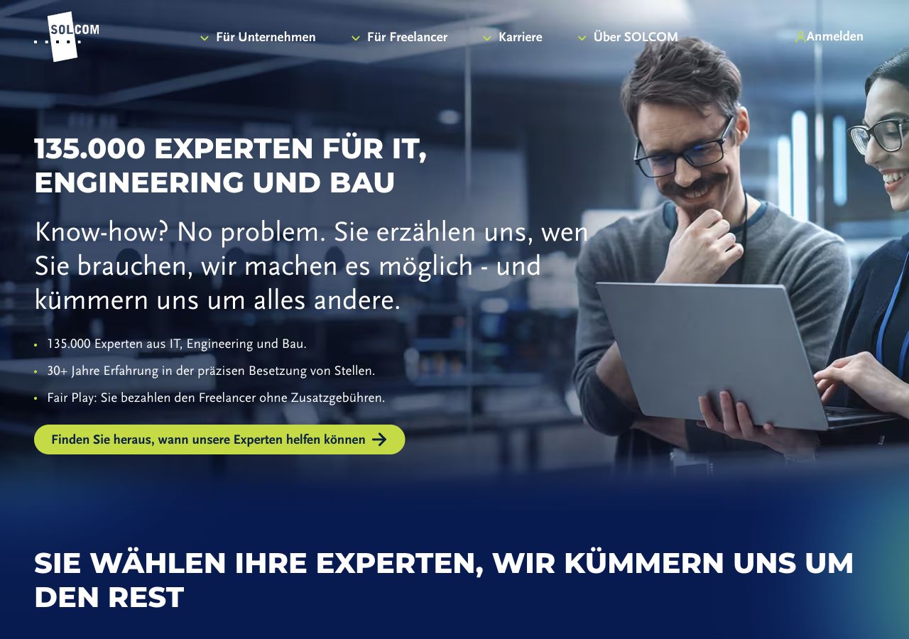Desktop Leistungen Branchen Seite mit H1