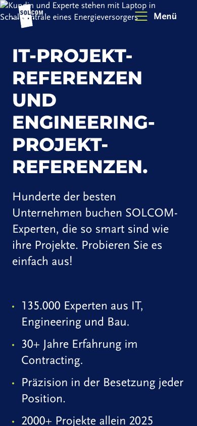 Mobile Referenzen Seite auf finaler URL unter Unternehmen