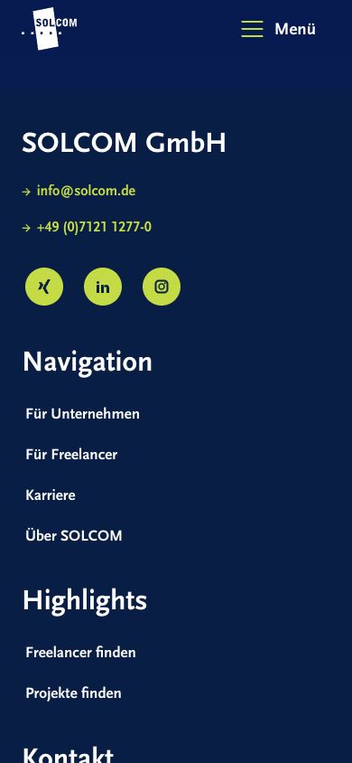 Mobile Zusammenarbeit Seite ohne sichtbaren H1 und Main-Inhalt
